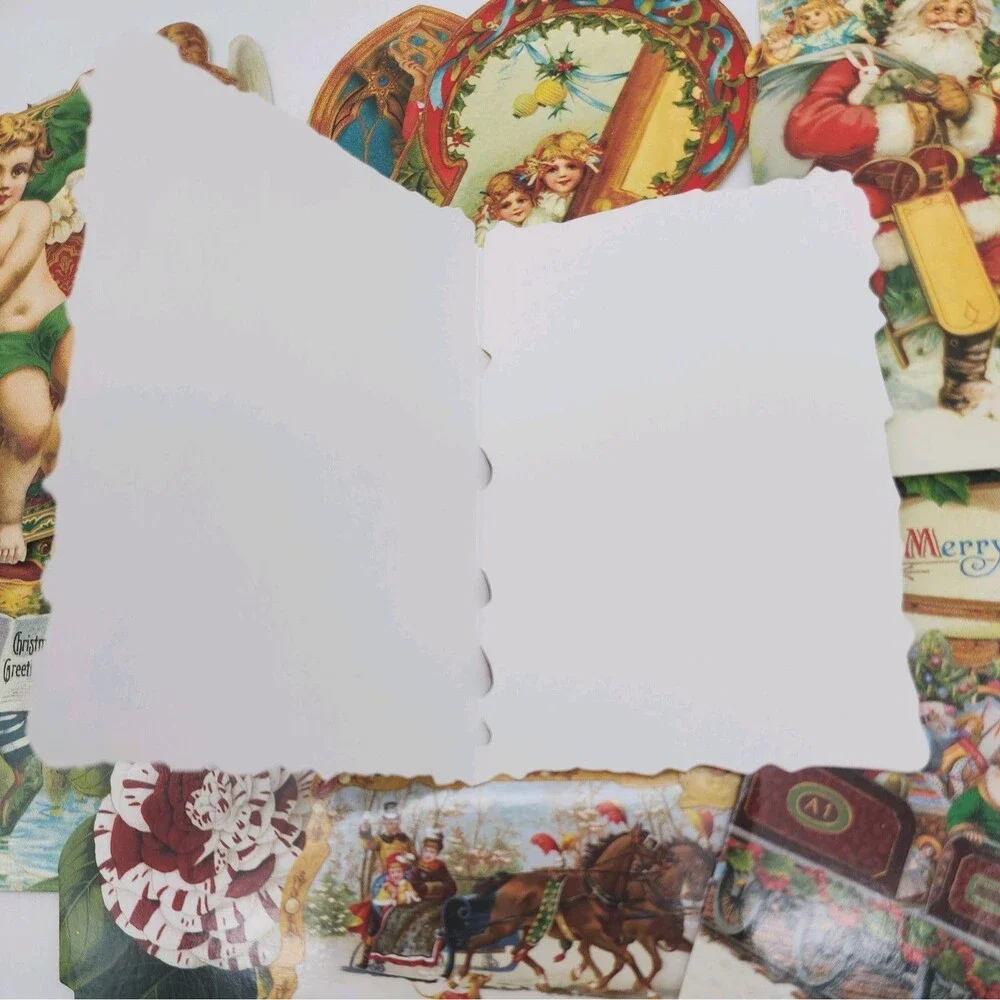 Vntg Happy Holidays Victorian Die Cut Blank Note Cards By Punch Studio Set of 14